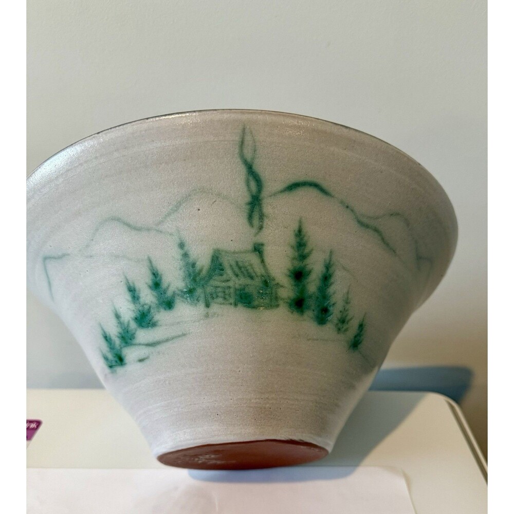 McWhirter Pottery NC Red Ware Bowl Mtn Cabin Vtg Folk Art Beautiful Studio 11.5x - Picture 3 of 16